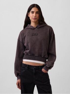GAP Washed Charcoal Cropped Hoodie